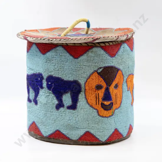 Vintage Yoruba Beaded Gorilla Wedding Bead Basket