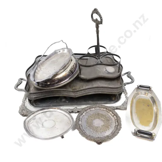 2 S/P Drinks Trays, 3 Division Decanter Stand, Entree Dish, Card Tray, Teapot Stand & 2 Sandwich Trays