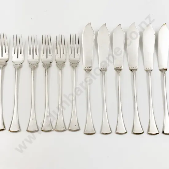 Set Of 6 .800 European Silver Fish Knives & Forks