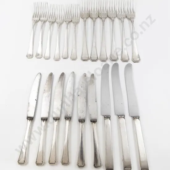 Set Of 6 .800 European Silver Table Forks 6 Dessert Forks & 9 Knives