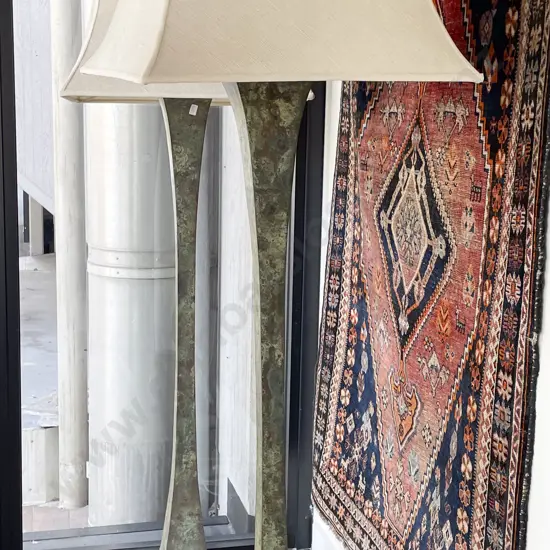 Stylish Pair Of Bronze Floor Lamps & Shades