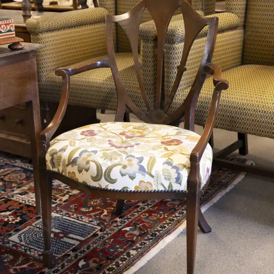 An Elegant C19th Mahogany Open Elbow Chair