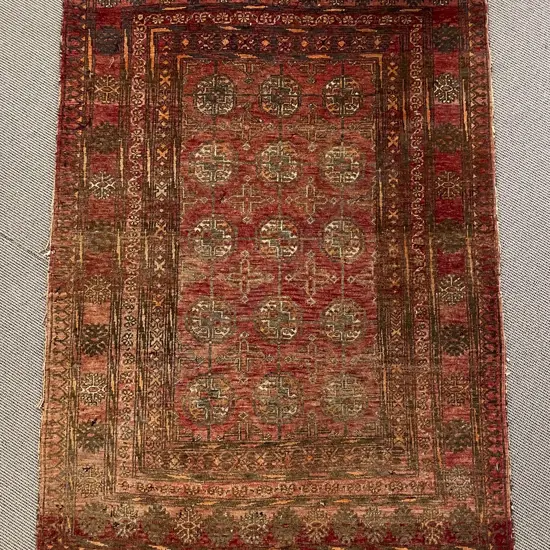 Antique Faded Red Bokhara Persian Rug 190cm x 114cm (faults)