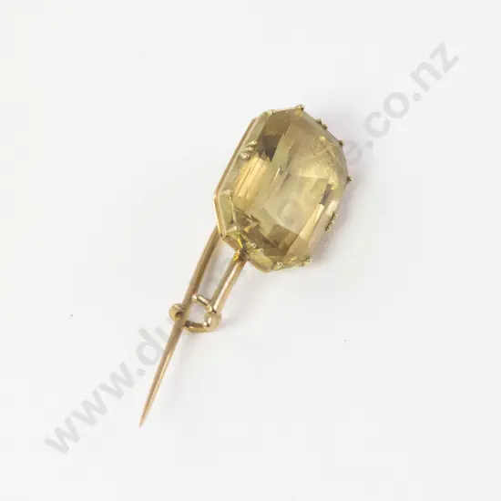 Victorian 15ct Gold Mounted Single Citrine Brooch