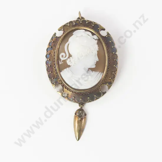 Victorian 15ct Framed Portrait Cameo Brooch