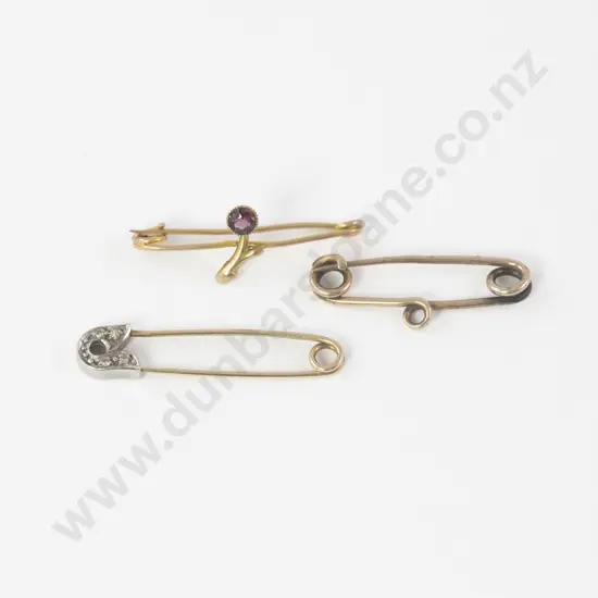 Edwardian 9ct and Diamond Christening Baby's Safety Pin