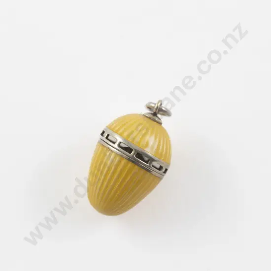 Victorian S/S Yellow Enamel Guilloche Vinaigrette Egg Pendant
