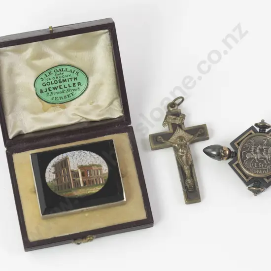 Victorian S/S Framed Micro Mosaic Roman Colosseum Brooch