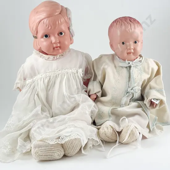 Clover and Triangule Marked Made in Japan Celluloid Character Dolls