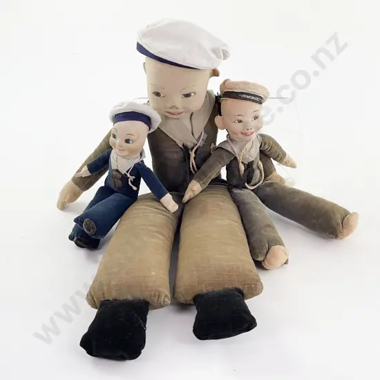 Three Norah Wellings and Type All Cloth Sailor Dolls
