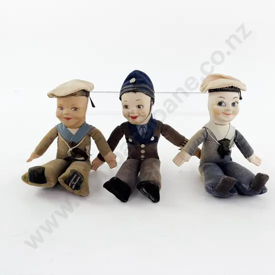 Three Norah Wellings and Type All Cloth Sailor and Police Dolls