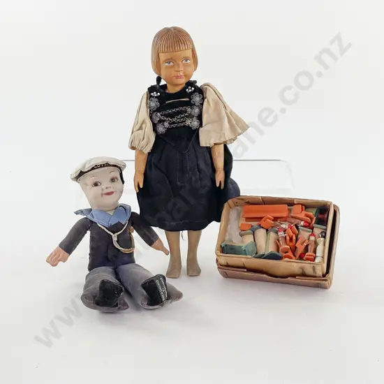 Vintage Swiss Brienz Huggler Carved Wooden Girl Doll