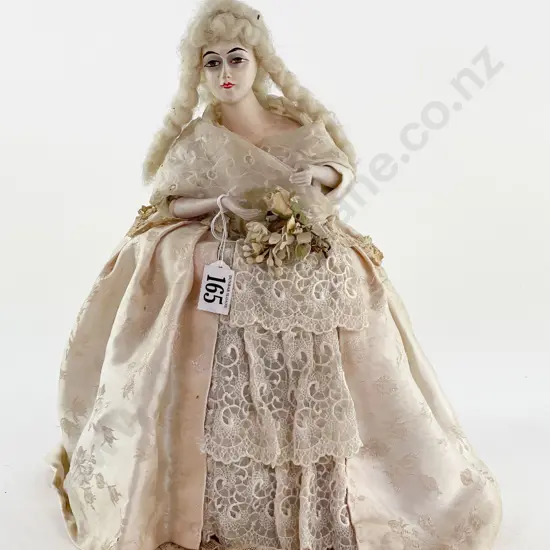 Art Nouveau Wax Over Composition Half Head Doll