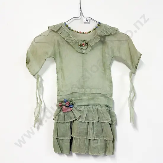 C1920's Fine Lawn with Silk Trim Young Girls Dress