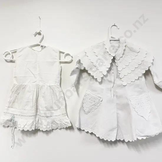 Late Victorian Young Girls Sculptured Cotton Coat/Dress with Cape and Petticoat