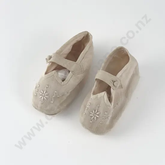 Pair Vintage Made in Japan Silk Baby Slippers