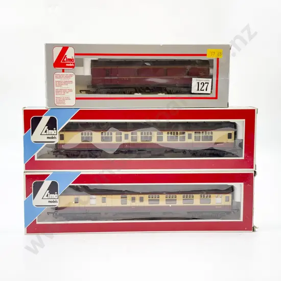 Lima Boxed Two Passenger Cars and LMS Guard/Baggage Wagon