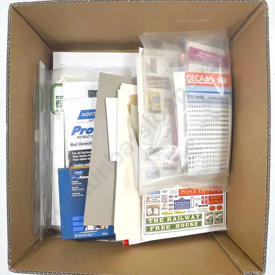 Collection of Railway Modelling Cardboard Styrene Sand Paper Decal Lettering and Assorted