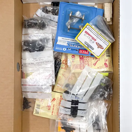 Qty Mixed Manufacture Locomotive Parts wheels couplings and various