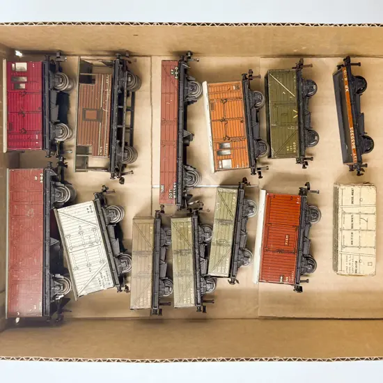 Hornby Dublo Twelve Assorted Tinplate Rolling Stock Wagons