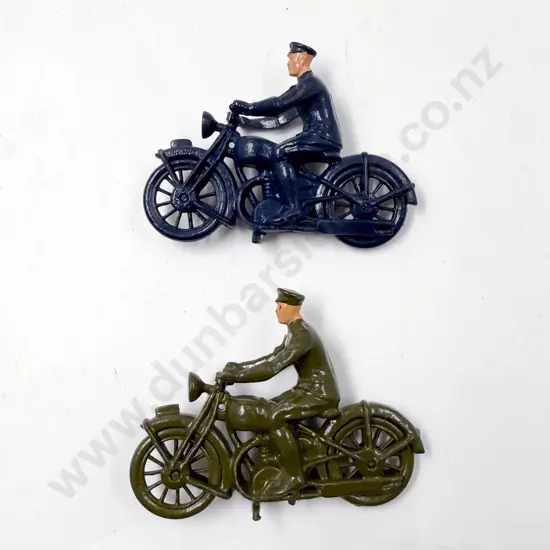 Two Britains Dispatch Riders in Green and Blue Colourways