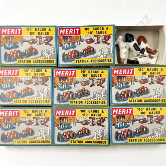 Eight Boxed Merit Plastic Station Accessories Farm Animals and Workers