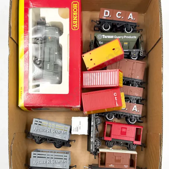 Hornby Boxed R2188 BR 0-4-4 Diesel Shunter and unboxed Eleven Rolling Stock Wagons