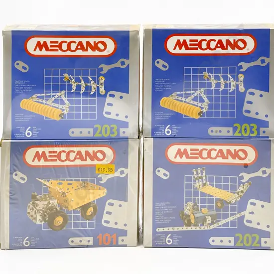 Meccano Boxed As New 203x2 Plough & Roller 101 Dump Truck 202 Trailer
