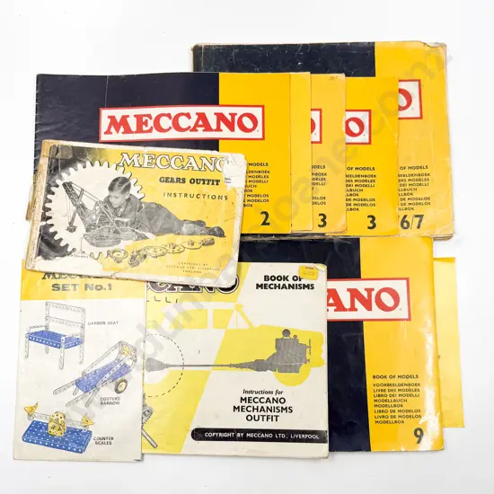 Meccano Instruction Booklets 2 3 5/6/7 9 and Gears Outfit Book of Mechanisms