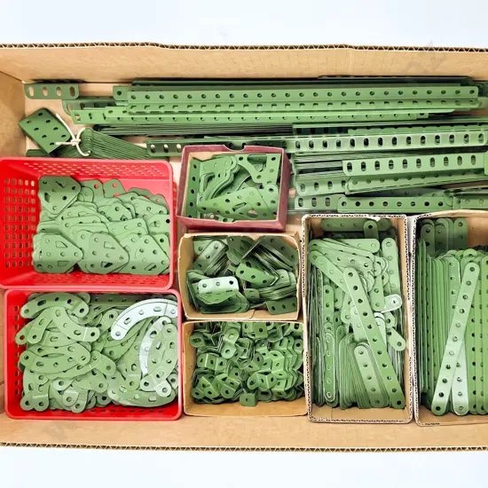 Meccano Qty Restored Green Curved & Straight Strips Angle Girders Gussets Frames (9kgs)