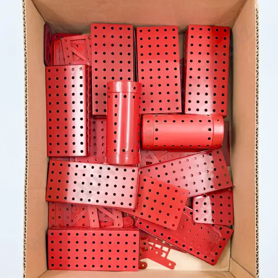 Meccano Qty Restored Red Braced Girders Flanged Plates and Various (5kgs)