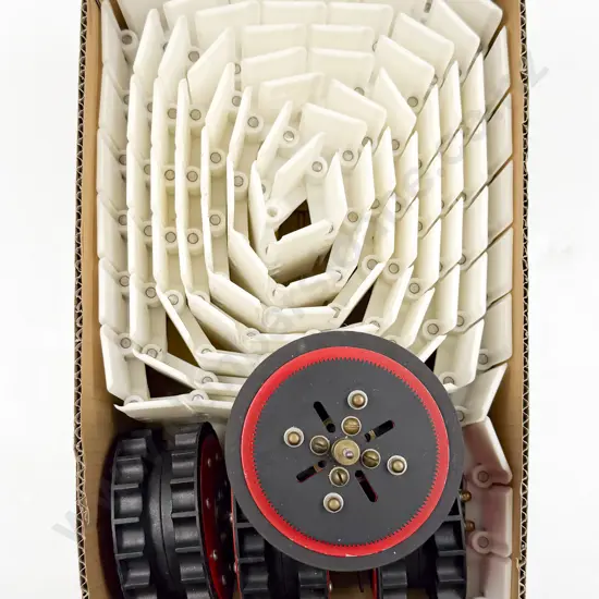 Meccano Length of White Plastic Track and Four Wheels