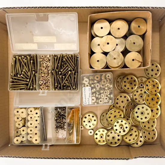 Meccano Qty Brass Discs Pulleys with Nuts and Bolts