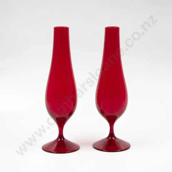 Whitefriars Pair Elongated Tulip Specimen Vases