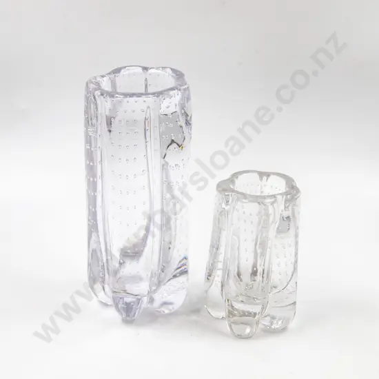 Whitefriars Two Graduated Heavy Lobed Vases