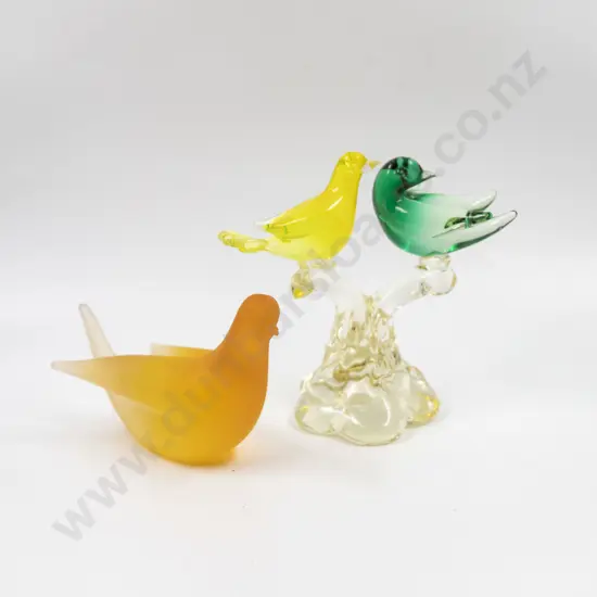 Two Mid C20th Murano Glass Bird Ornaments