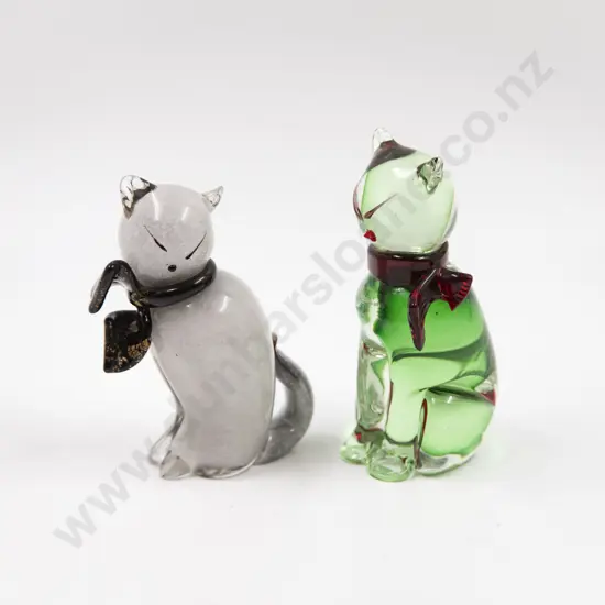 Two Mid C20th Glass Cat Ornaments