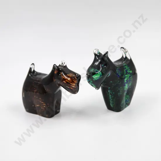 Wedgwood Two Mid C20th Glass Scotty Dog Ornaments