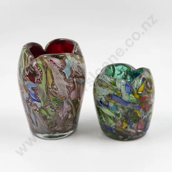 Two Mid C20th Murano Encased Glass Vases