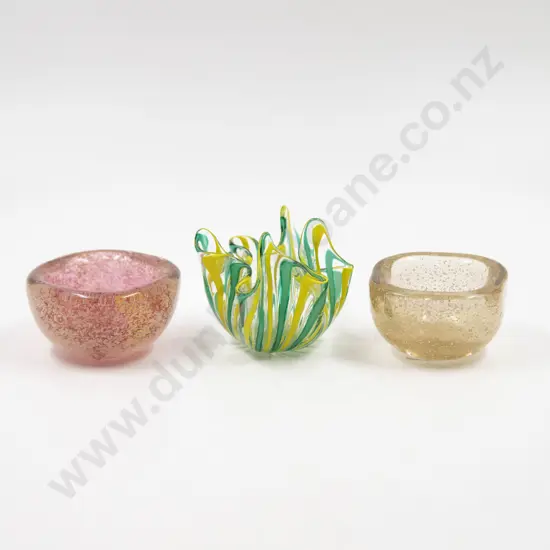 Italian Mid C20th Two Venini Small Dishes & Handkerchief Dish