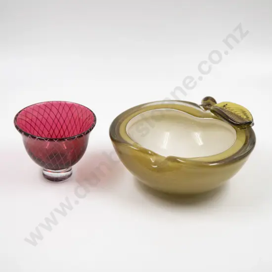 Italian Mid C20th Glass Apple Dish & Kosta Beaker