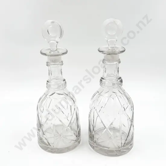 Pair C19th Glass Wine Decanters