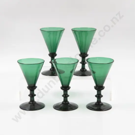 Set of Six WMIV Bristol Green Wine Goblets