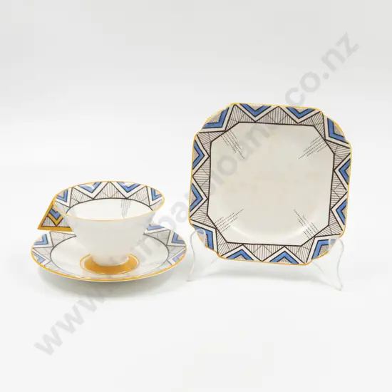 Shelley Art Deco Tea Cup Saucer Plate with Triangular Handle