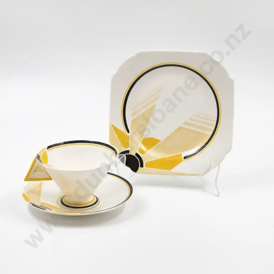 Shelley Art Deco Tea Cup Saucer Plate with Triangular Handle