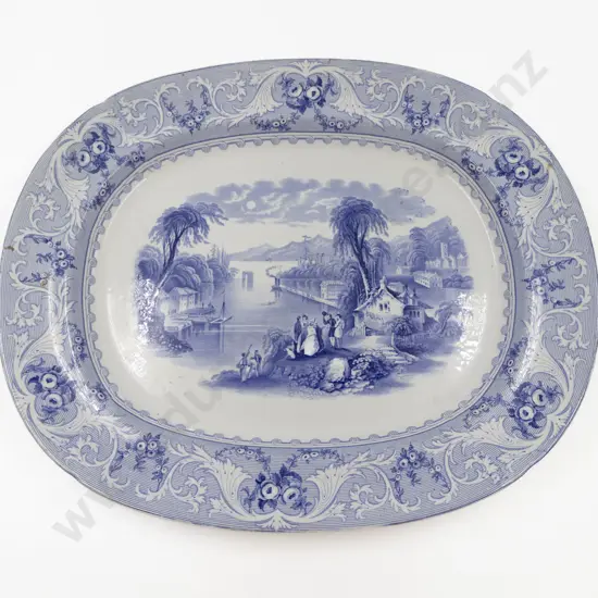 C19th English Blue & White Printed Ashet