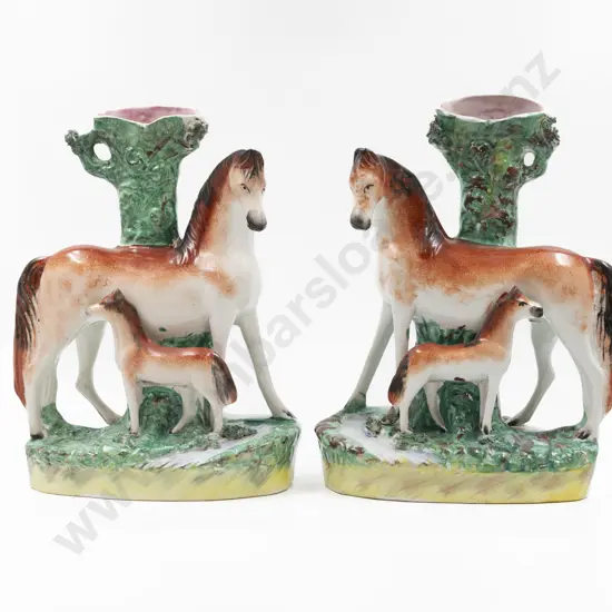 Pair Victorian Staffordshire Spill Vases