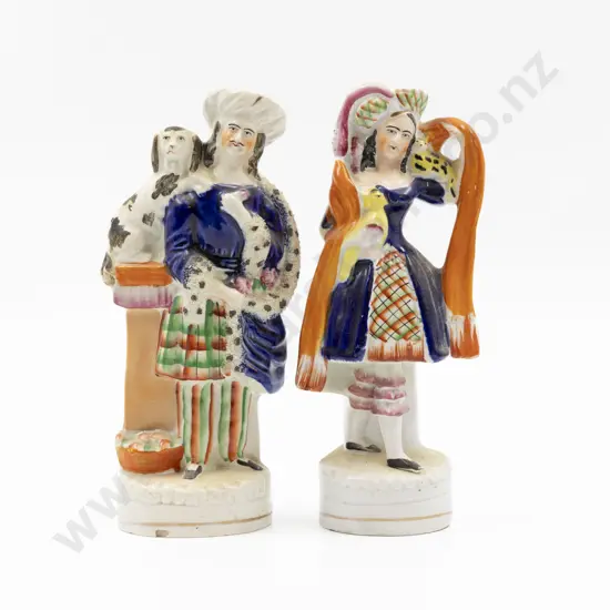 Two Victorian Staffordshire Figures of Highland Gent & Maid