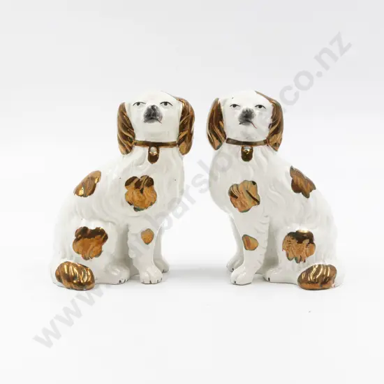 Pair Late Victorian Staffordshire Small Mantel Dogs