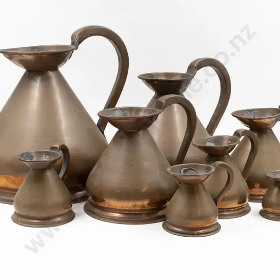 Victorian Set of Eight Copper Measures